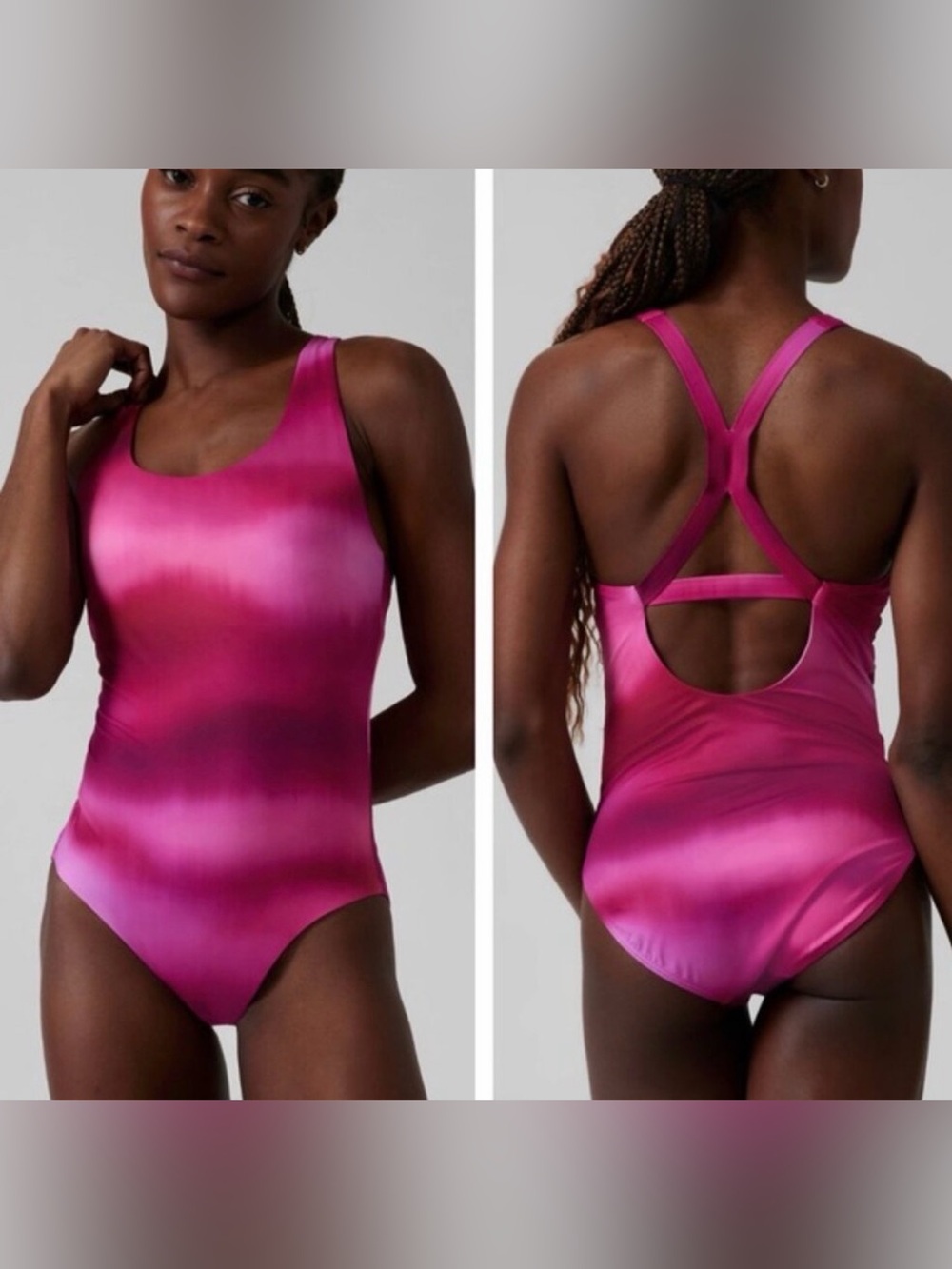 * Athleta Malibu Pink Ombre One-Piece Swimsuit SZ Medium *